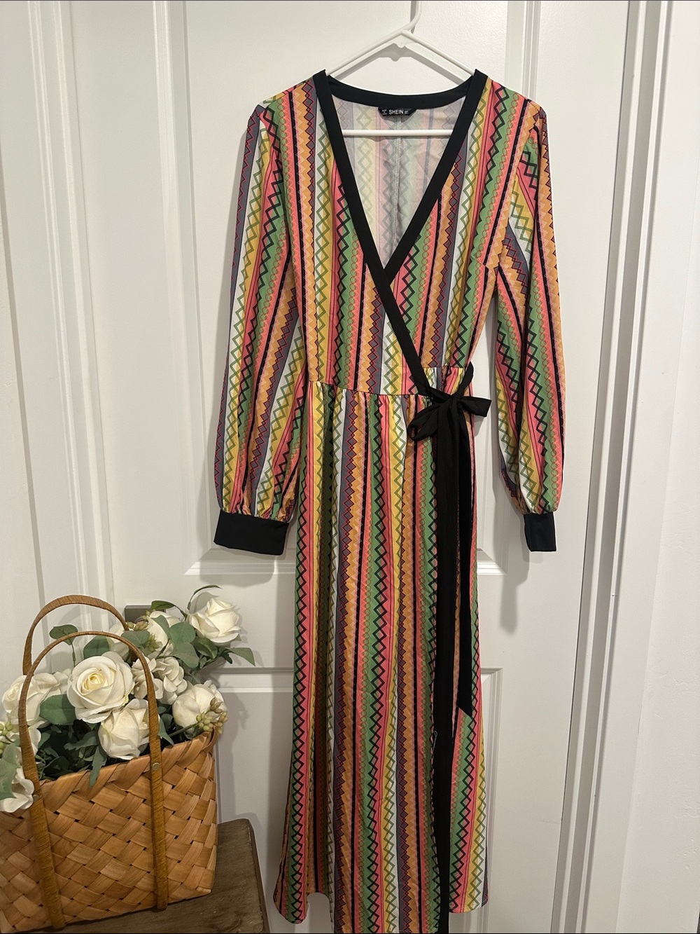 Multicolor Striped Wrap Maxi Dress